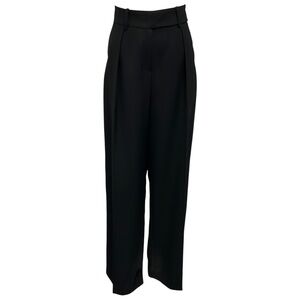 ALEXANDRE VAUTHIER BLACK SATIN TRIMMED WOOL CREPE TUXEDO STYLE PANTS